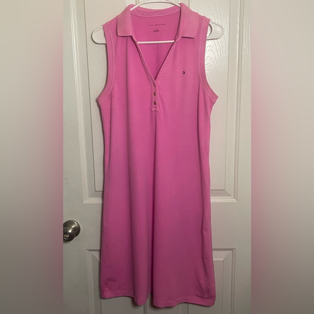 Tommy Hilfiger Pink Sleeveless V-Neck Collared Sundress